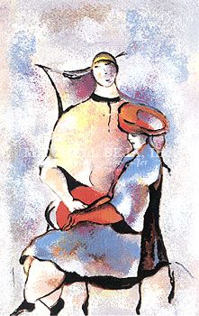 David Schluss Limited Edition Serigraph on Paper:"Sisters"