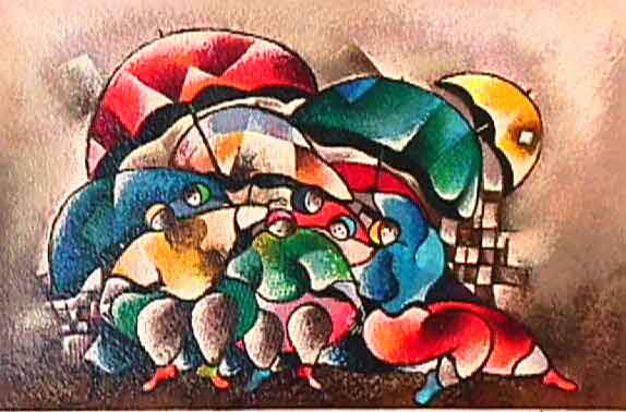 David Schluss Limited Edition Serigraph:"Parasols"