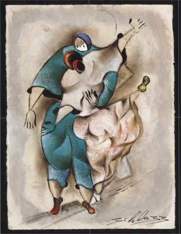 David Schluss Limited Edition Serigraph:"Tango Rehearsal"