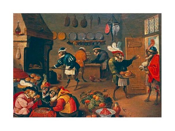 David Teniers II Fine Art Open Edition Gicl&eacute;e:"Les Singes Cuisiniers. The Monkey's Cooks"