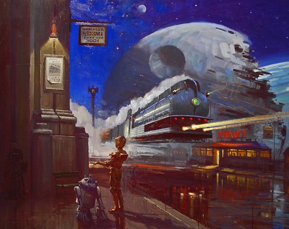 David Tutwiler Limited Edition Star Wars Giclee on Canvas:"The Droids' Discovery"