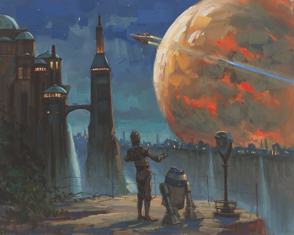 David Tutwiler Limited Edition Star Wars Giclee on Canvas:"The Droids' Vista"