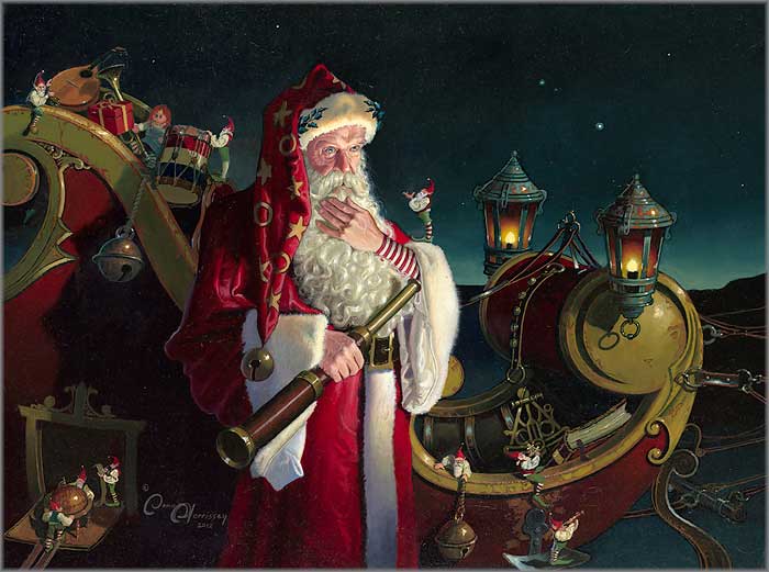 Dean Morrissey Open Edition Canvas Giclee:"Santa: Packed and Ready"