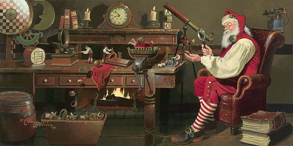 Dean Morrissey Hand Signed and Numbered Limited Edition Giclee on Canvas:"St. Nicholas: Work Day's End"