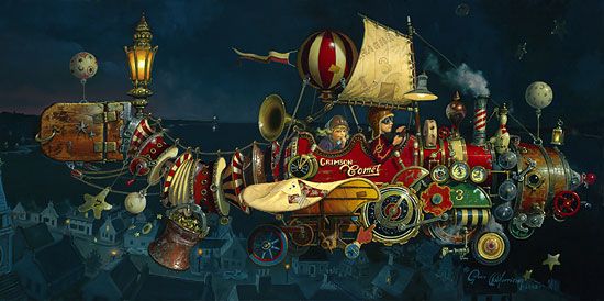 Dean Morrissey Handsigned and Numbered Limited Edition Giclee on Canvas:"The Crimson Comet"
