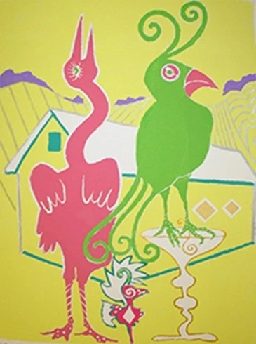 DEBBIE SLOWEY Artist Signed Limited Edition WOOD BLOCK PRINT: "FINE FRIENDS" DEBBIE SLOWEY Artist Signed Limited Edition WOOD BLOCK PRINT: "FINE FRIENDS"
