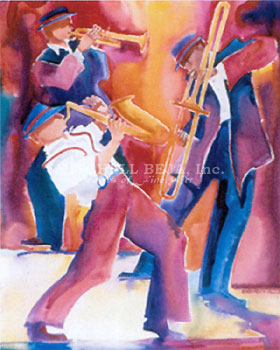 Deborah Hoover Handsigned and Numbered Giclee on Canvas:"Jazz Trio"