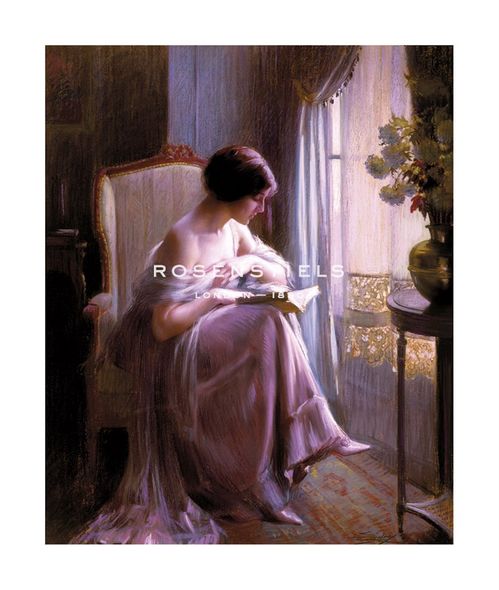 Delfin Enjolras Hand Numbered Limited Edition Print on Paper :"Young Woman Reading by a Window"