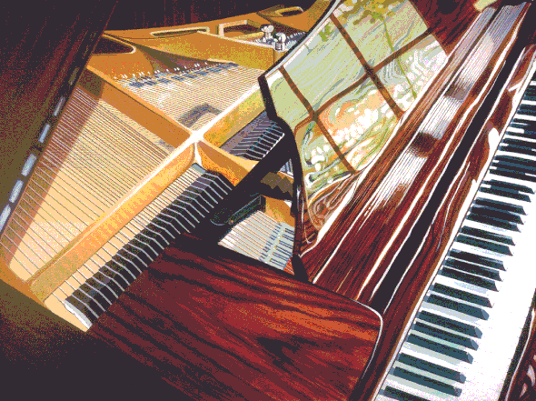 Denard Stalling Handsigned and Numbered Limited Edition Giclee on Canvas:"Reflections (Piano)"