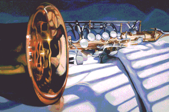 Denard Stalling Handsigned and Numbered Limited Edition Giclee on Canvas:"Sax in the Morning"