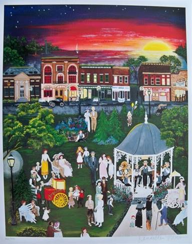 Denielle Spohn Moes Hand Signed Limited Edition Serigraph:"Sunset In The Park"