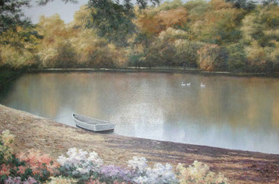 Diane Romanello Limited Edition Giclee on Canvas: " Golden Pond "