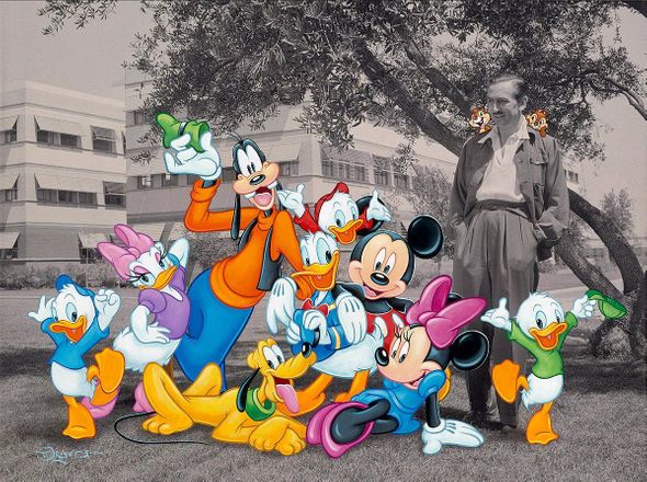 Tim Rogerson Signed Disney Ltd Ed Gallery Wrap Canvas:"Walt and the Gang"