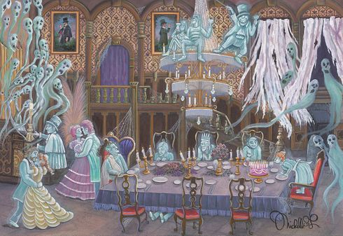 Michelle St. Laurent Signed Disney Ltd Ed Gallery Wrap Canvas:"Haunted Ballroom"