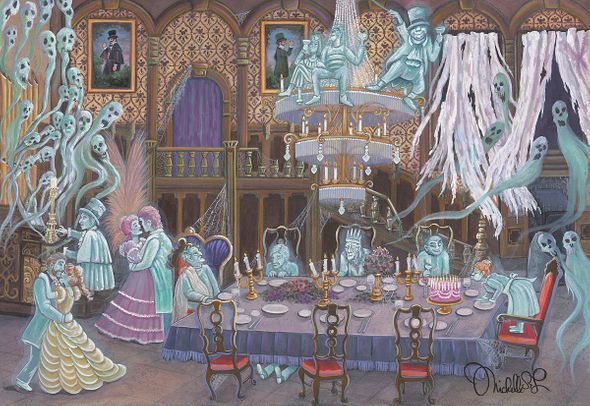 Michelle St. Laurent Signed Disney Ltd Ed Gallery Wrap Canvas:"Haunted Ballroom"