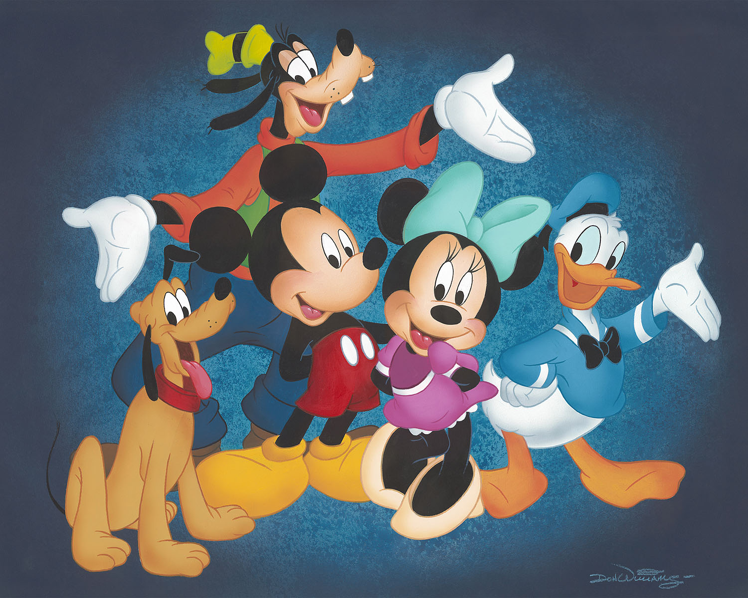 Don (Ducky) Williams Disney Artist Signed Limited Edition Canvas Giclee:"Mickey and His Pals"