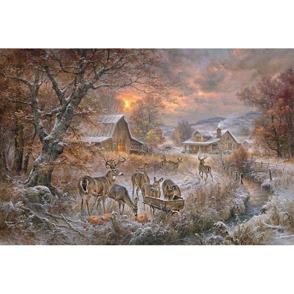 Abraham Hunter Artist Hand Signed Limited Edition Embellished Canvas Giclee:"Deer Pantry"