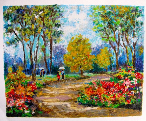 Dimitri Polak Hand Signed Limited Edition Serigraph:"Autumn Stroll"