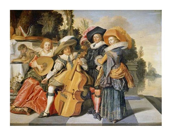 Dirck Hals Fine Art Open Edition Gicl&eacute;e:"Elegant Figures Making Music"