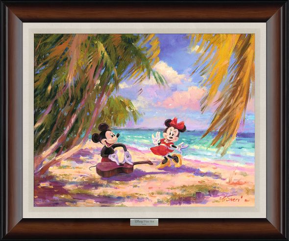 Disney Framed Limited Edition Canvas Giclee:"Palm Trees and Island Breeze" by Irene Sheri