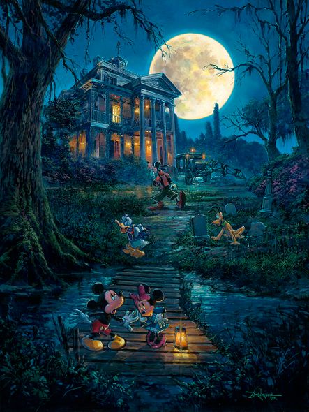 Rodel Gonzalez Artist Signed Hand-Embellished Ltd Ed Canvas Giclee:"A Haunting Moon Rises"