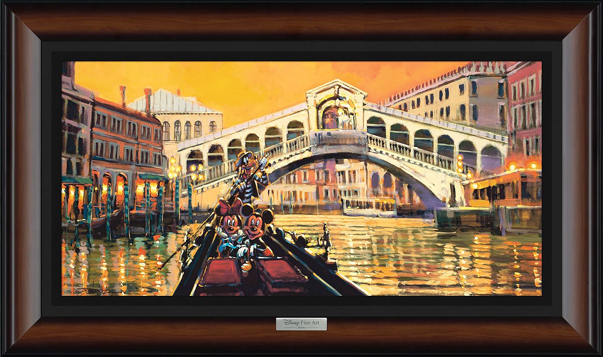 Disney Framed Limited Edition Canvas Giclee:"Lights in the Venice Canal" by Rodel Gonzalez