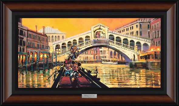 Disney Framed Limited Edition Canvas Giclee:"Lights in the Venice Canal" by Rodel Gonzalez