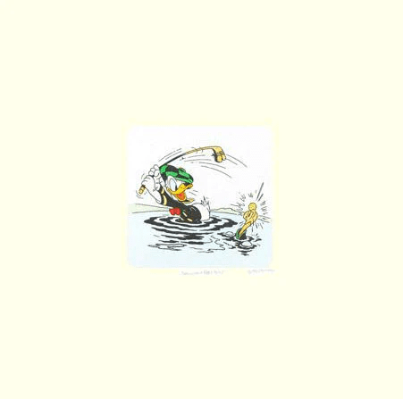Disney Studios Limited Edition Etching on Paper with Hand Tinted Coloring: "Donald Duck Golfing"