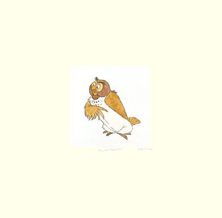 Disney Studios Limited Edition Etching with Hand Tinted Coloring on Paper: "The Wise Owl"