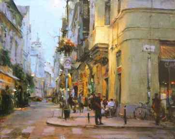 Dmitri Danish Handsigned and Numbered Limited Edition Embellished Giclee on Canvas:"Out for the Evening"