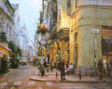 Dmitri Danish Handsigned and Numbered Limited Edition Embellished Giclee on Canvas:"Out for the Evening"