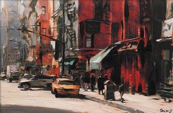 Dmitri Danish Handsigned & Numbered Limited Edition Artist Proof Embellished Giclee on Canvas:"March in New York"