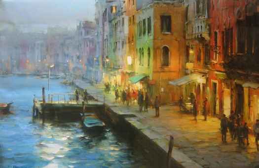 Dmitri Danish Handsigned & Numbered Limited Edition Embellished Giclee on Canvas:"Early Evening "