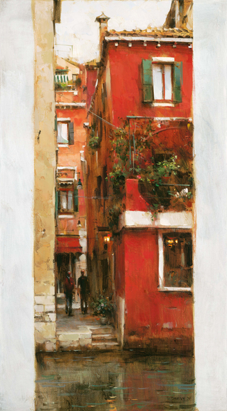 Dmitri Danish Handsigned & Numbered Limited Edition Embellished Giclee on Canvas:"Early Morning, Venice"