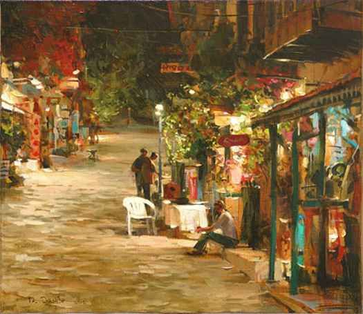 Dmitri Danish Handsigned & Numbered Limited Edition Embellished Giclee on Canvas:"Night Town"