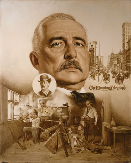 Don Crowley Handsigned & Numbered Limited Edition Giclee on Canvas:"Bat Masterson: Two Worlds of Bat Masterson"