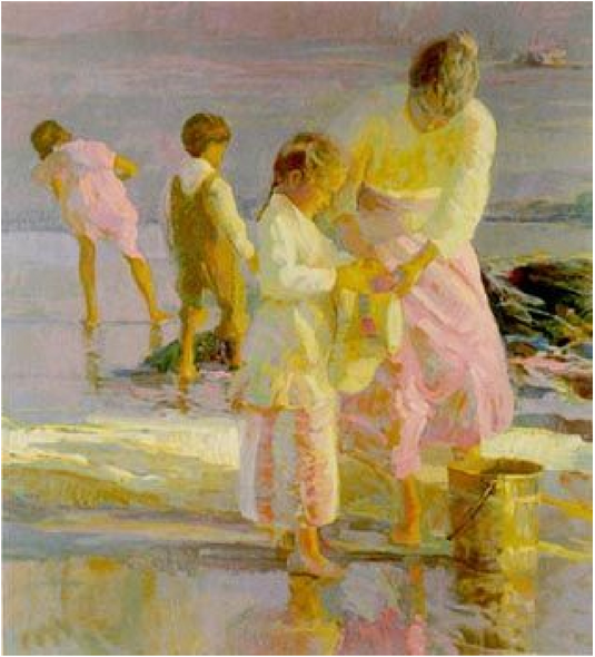 Don Hatfield Artist Signed Limited Edition Serigraph on paper:"Playing At The Shore"