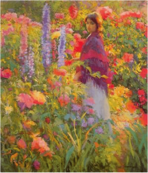 Don Hatfield Artist Signed Limited Edition Serigraph on paper:"Private Garden"