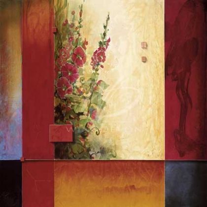 Don Li-Leger Limited Edition Hand-Embellished Giclee on Canvas:"Garden of Hollyhocks"