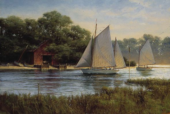 Donald Demers Hand Signed & Numbered Limited Edition Giclee on Canvas:" By the Old Boat House"