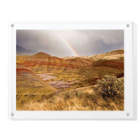 Donald Paulson Limited Edition Ready to Hang Giclee on Clear Acrylic: "Painted Hills and Rainbow"