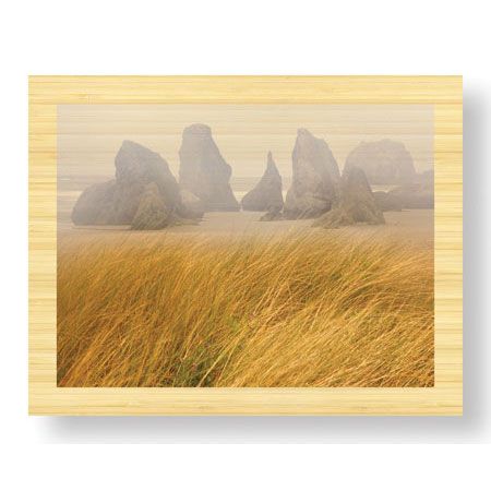 Donald Paulson Limited Edition Ready to Hang Giclee on Sustainable Bamboo: "Seastacks and Fog"
