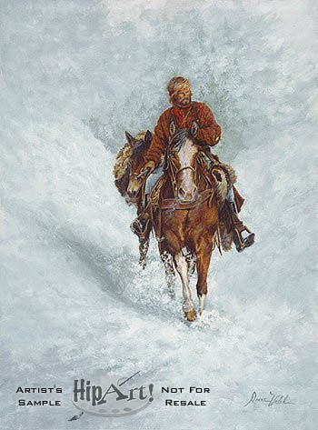 Donna Walsh Handsigned and Numbered Limited Edition Canvas Art Reproduction: "Headin for the Trading Post"
