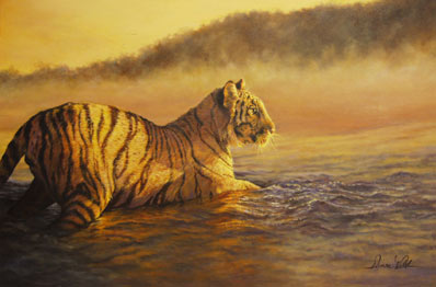 Donna Walsh Handsigned and Numbered Limited Edition Canvas Art Reproduction: "Paws and Reflect"