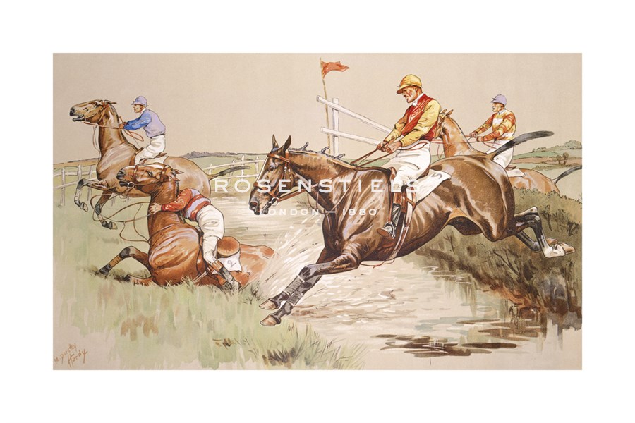 Dorothy Hardy Hand Numbered Limited Edition Print on Paper :"A Spill at the Water Jump"
