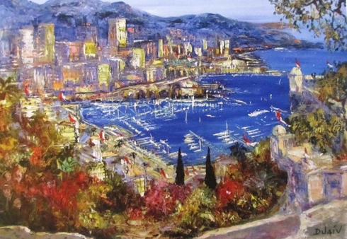Duaiv Signed Fine Art Lithograph Print on Paper: "Harbor by the Sea" Duaiv Signed Fine Art Lithograph Print on Paper: "Harbor by the Sea"