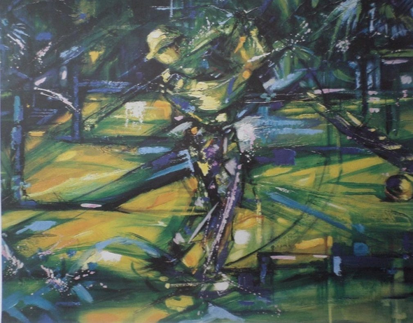 Duaiv Signed Limited Edition Lithograph Print on Paper: "GOLF SWING"