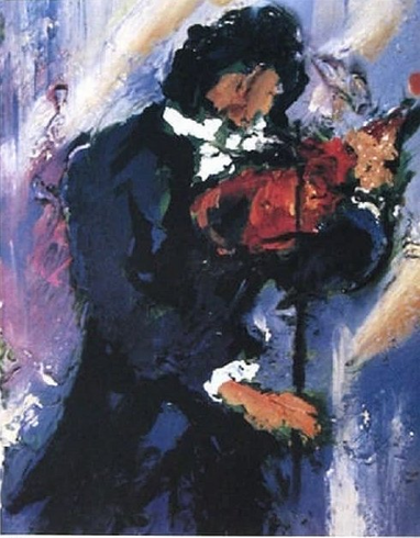 Duaiv Signed Limited Edition Lithograph Print on Paper: "VIOLINIST" Duaiv Signed Limited Edition Lithograph Print on Paper: "VIOLINIST"