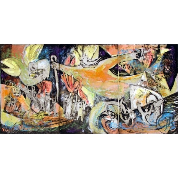 Dubi Arie Hand Colored Etching:"To Freedom (B)"