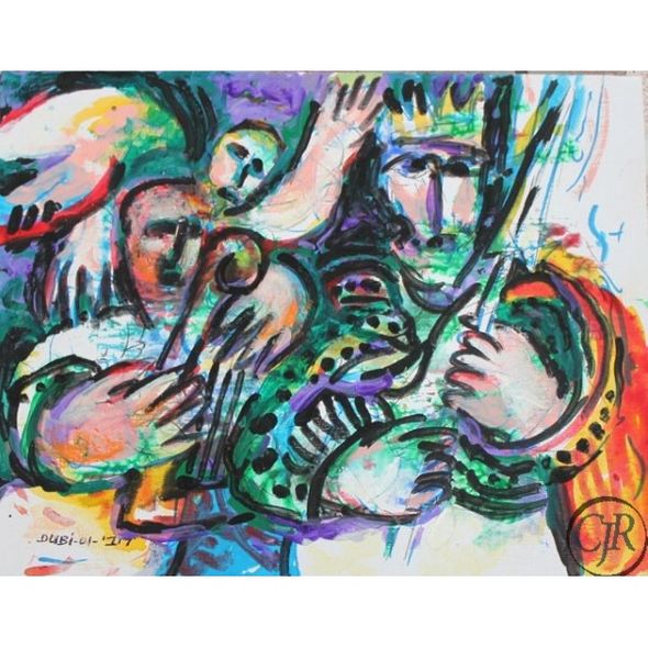 Dubi Arie Pastel and Acrylic on Paper:"David's Dilema"